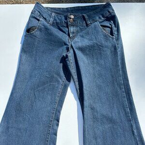 Alloy Apparel Dark Wash Flare Jeans – Double Button, Size 9x37 (Tall Fit)